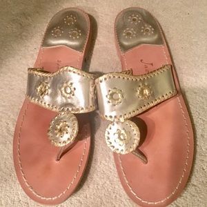 Jack Rogers Nicola Two-tone Metallic Sandals, sz 9